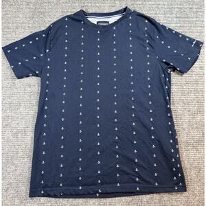 Denim & Flower Ricky Singh Men's L Navy Blue Anchor Print T-Shirt Short Sleeve